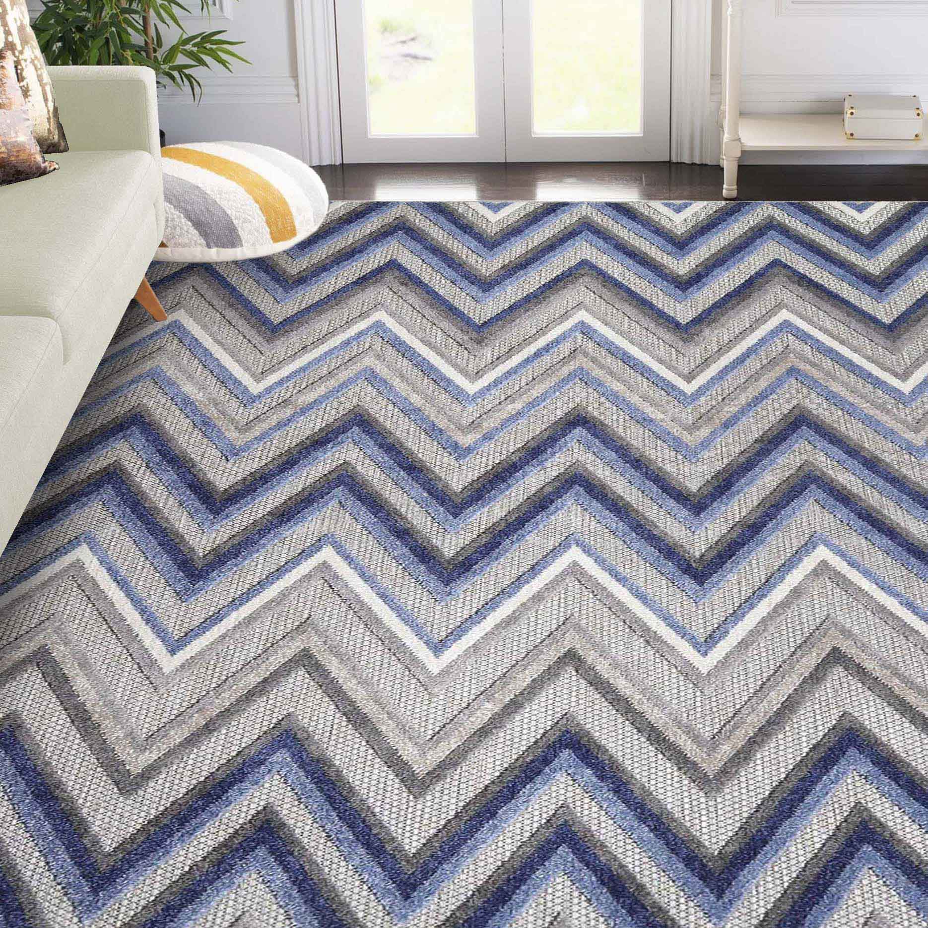Acacia Geometric Zigzag Modern Indoor/Outdoor Area Rug or Runner - Non-Slip Boho Chic Carpet for Living Room, Bedroom, Patio & Hallway Decor