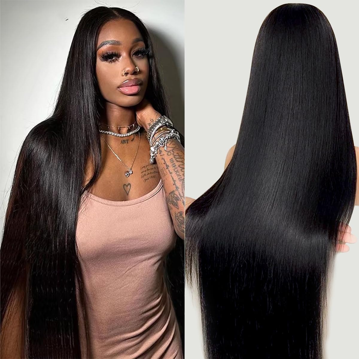 13x6 Straight Lace Front Wigs Human Hair - 32 Inch Pre Plucked 180% Density HD Lace Frontal Wig - Glueless Human Hair Wig for Black Women - Perfect for Daily Wear, Cosplay & Special Occasions
