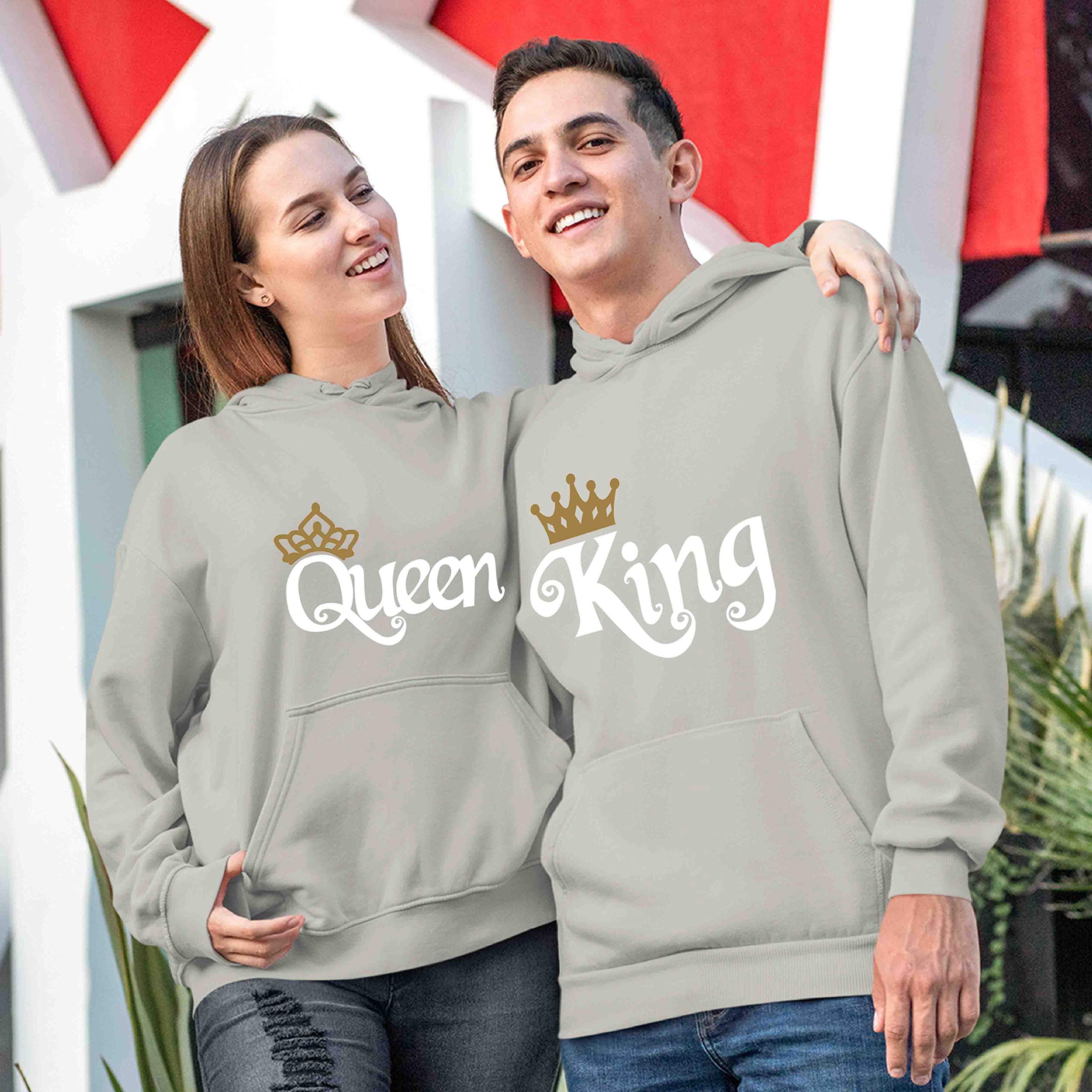 Unisex Hoodies with Kangaroo Pocket - Queen & King Matching Couples Hoodies for Casual Wear, Date Nights & Gifts