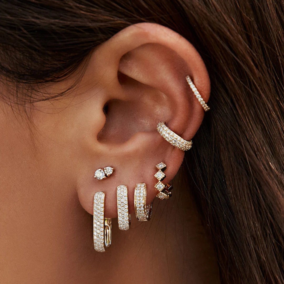 Rectangle Mini Hoop Earrings in Yellow Gold - Perfect for Everyday Wear & Special Occasions