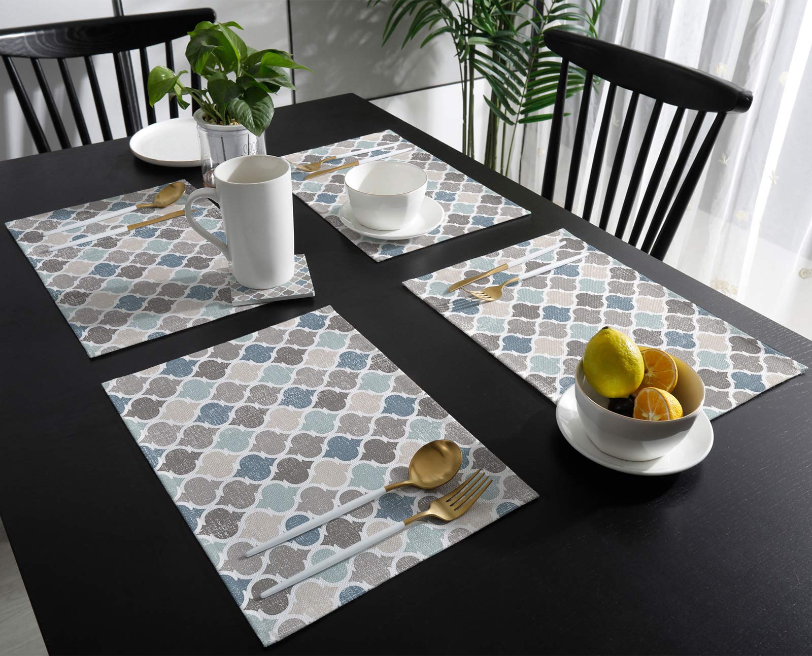 Geometric Moroccan Pattern Washable Placemats Set of 4 - 13