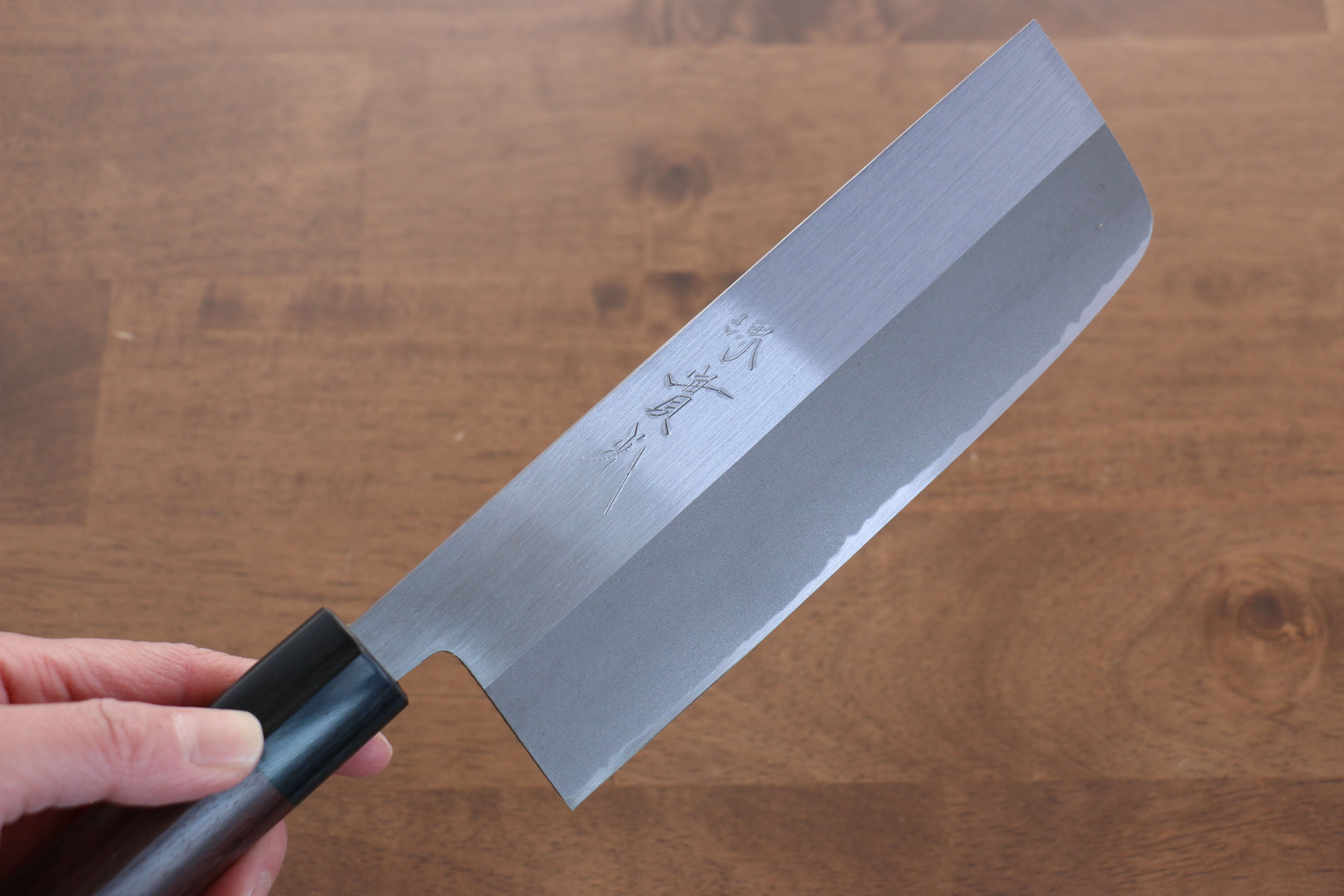 Premium Jikko White Steel No.2 Japanese Nakiri Knife 165mm - Migaki Polished Finish with Shitan Handle - Perfect for Vegetable Chopping, Slicing & Asian Cuisine Preparation