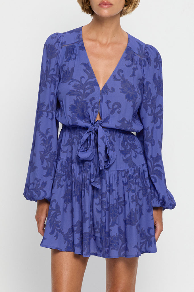 Kivari Jamie Tie Front Mini Dress - Women's Floral Summer Dress for Casual Outings & Beach Vacations