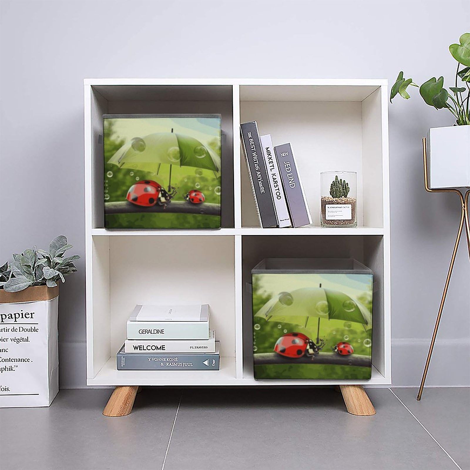 Funny Ladybug Storage Box with Umbrella Handle - Foldable Clothes Organizer for Cabinet, Shelf & Closet | Perfect for Kids' Room, Nursery & Seasonal Clothing Storage