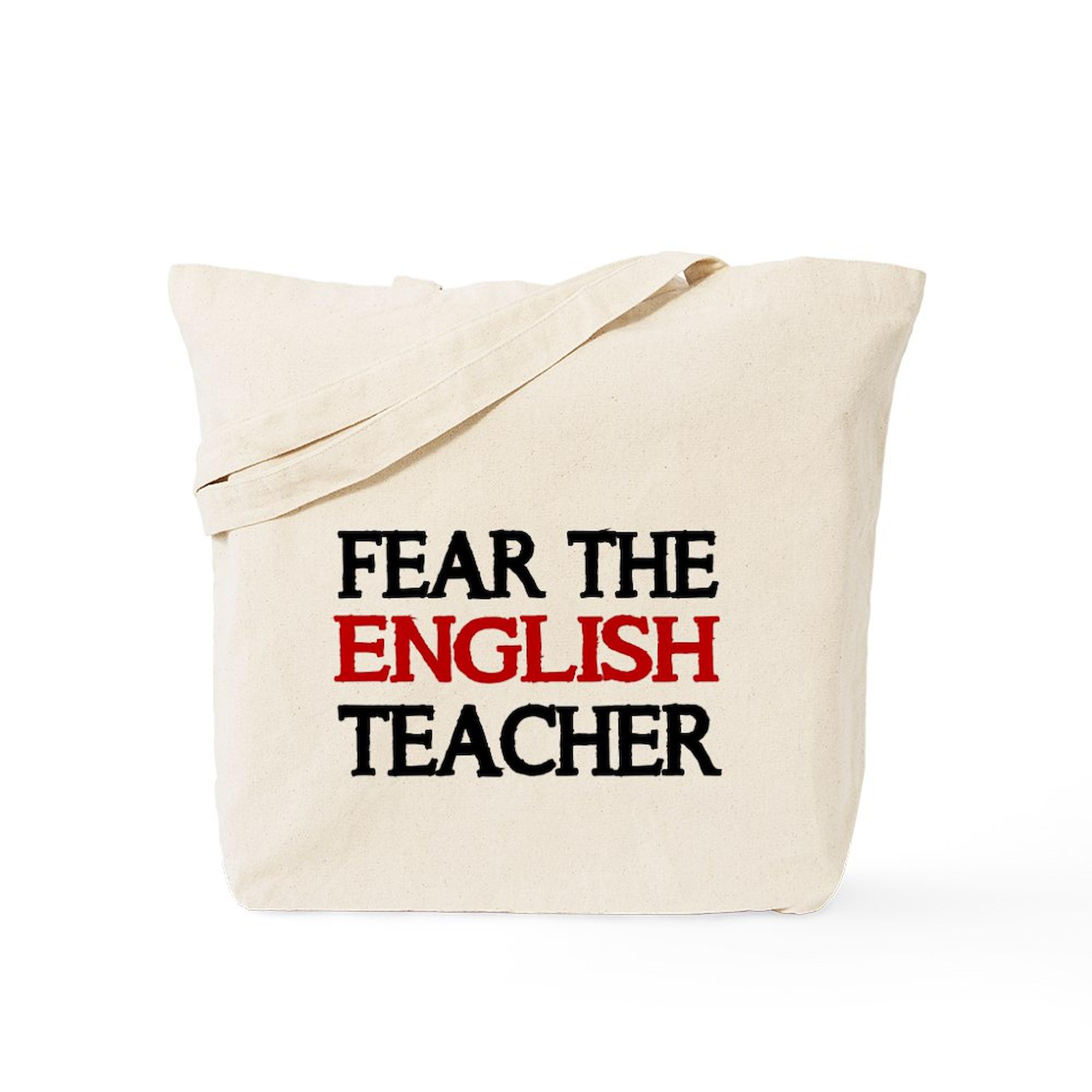 Fear The English Teacher 2 Tote Bag - Natural Canvas Reusable Shopping Bag for School, Work & Groceries - Eco-Friendly Teacher Gift & Everyday Carry
