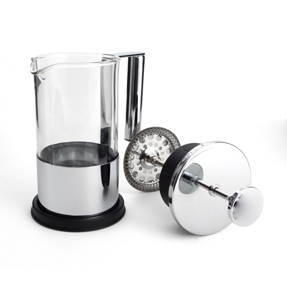 Premium 2-Cup Borosilicate French Press Coffee Maker (10oz) - Durable Glass, Heat-Resistant & Ergonomic Handle for Perfect Brewing - Ideal for Home, Office & Camping Use