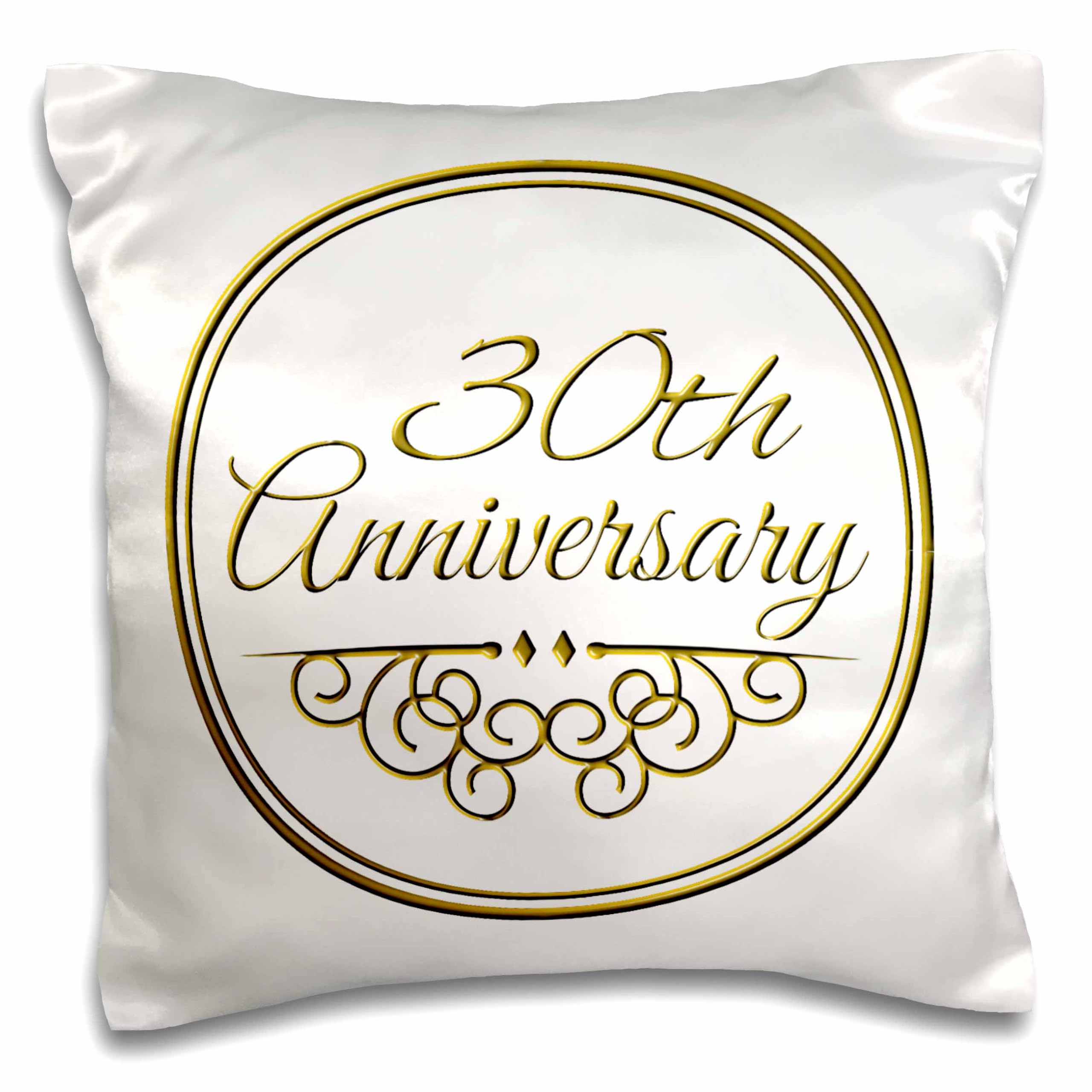**30th Wedding Anniversary Gold Text Pillow Case - 16x16 Inch Decorative Throw Pillow Cover for Couples - Perfect for Romantic Home Decor & Gift Ideas**