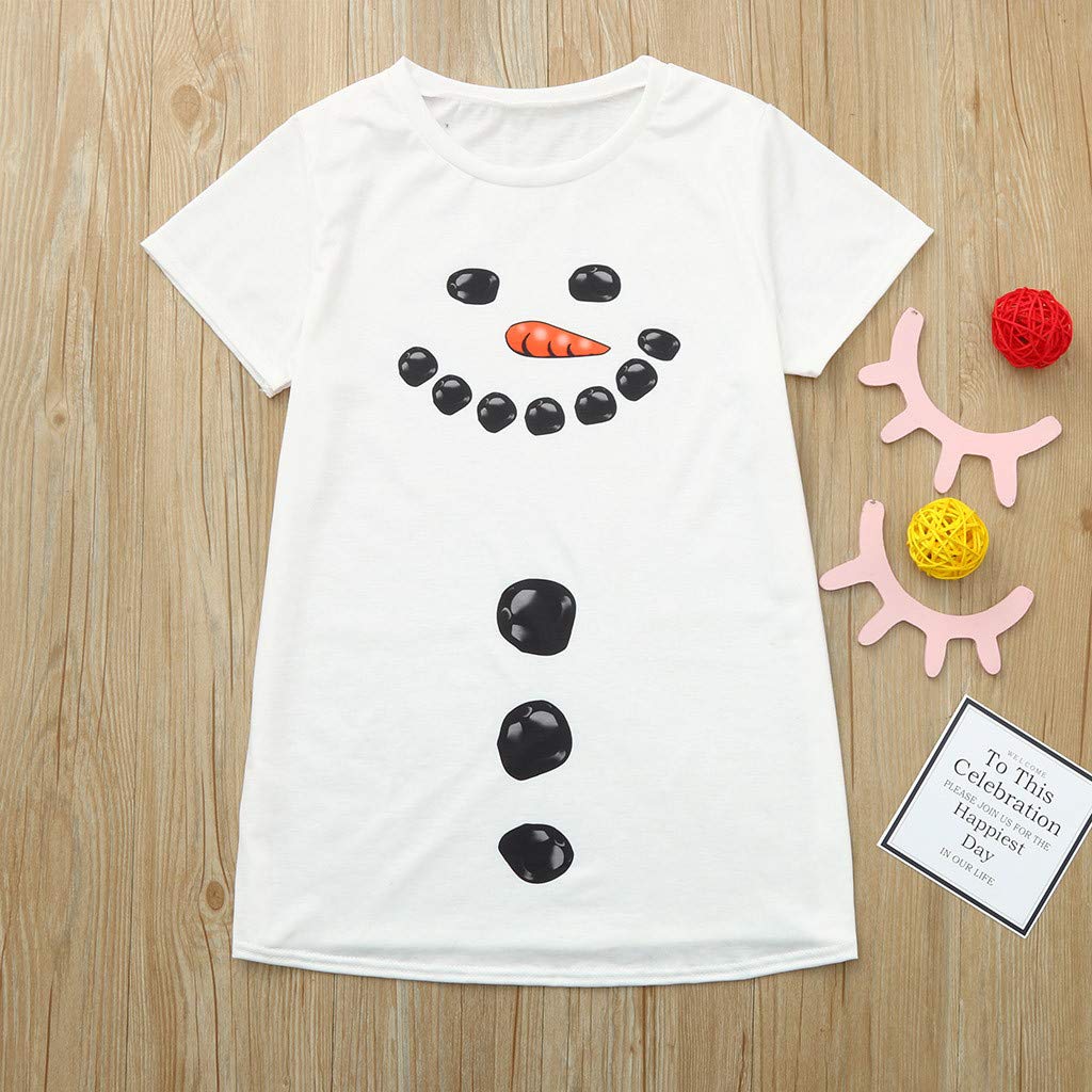 Women's Christmas Snowman Cartoon Maternity T-Shirt - Pregnancy Tee Top - Comfortable Maternity Clothes (White) - Perfect for Holiday Parties & Family Photos