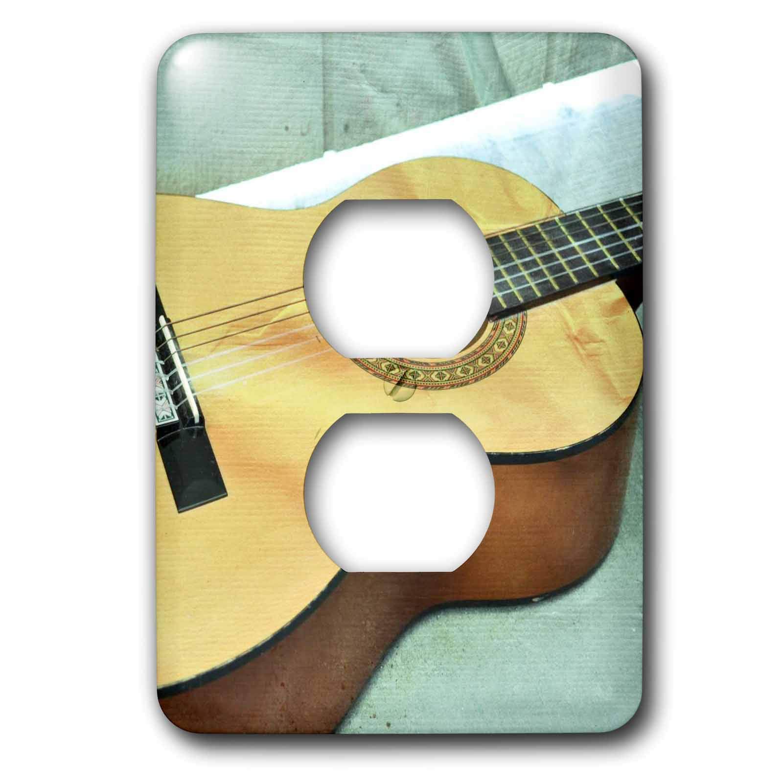3D Rose Two Plug Outlet Cover with Guitar Strings Design - Decorative Electrical Outlet Cover for Music Lovers - Perfect for Home, Studio, and Office Decor