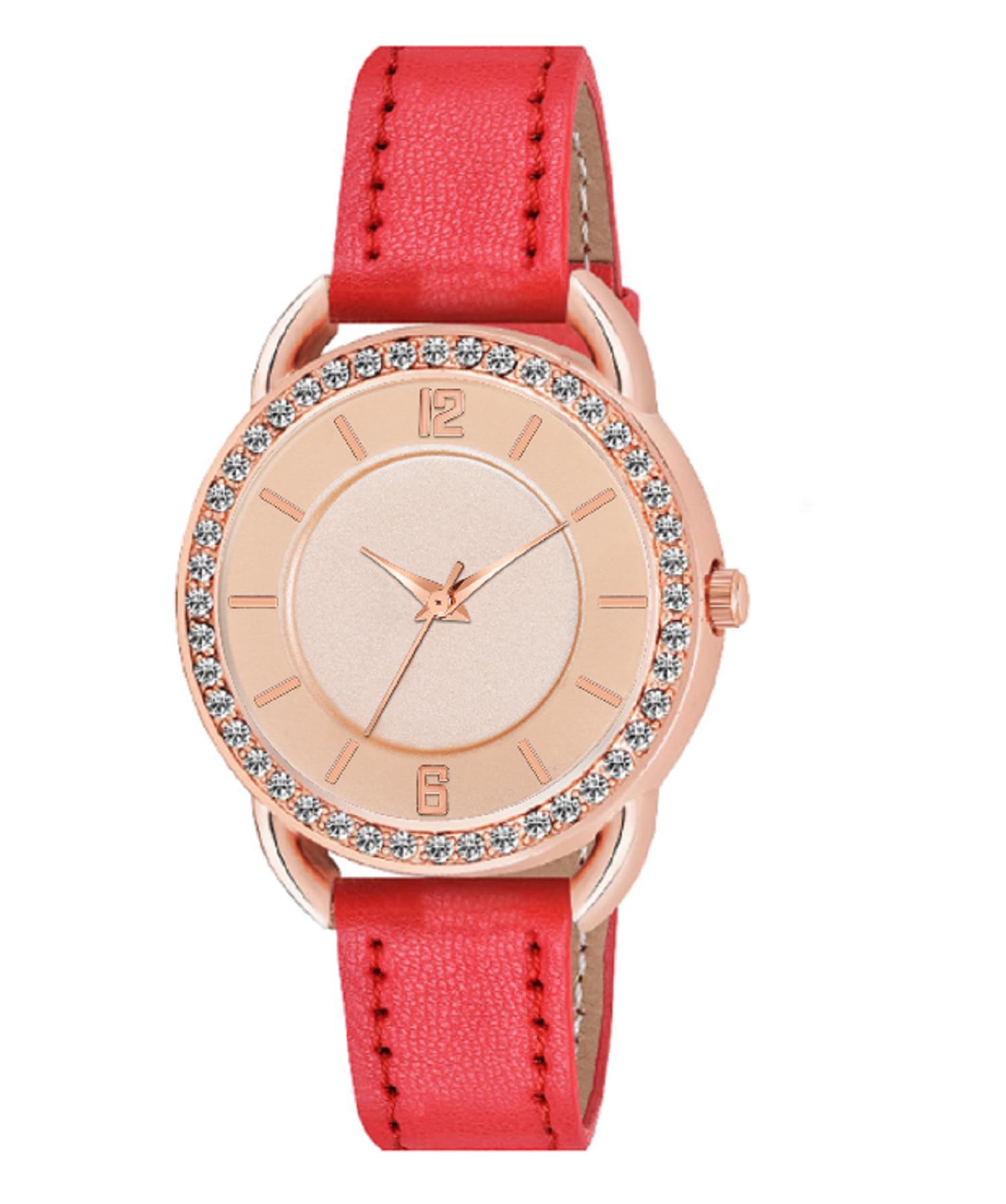 KIROH New 6 to 12 CDM Dial Analog Watch for Women & Girls - Pink Leather Strap | Perfect for School, Office & Casual Wear