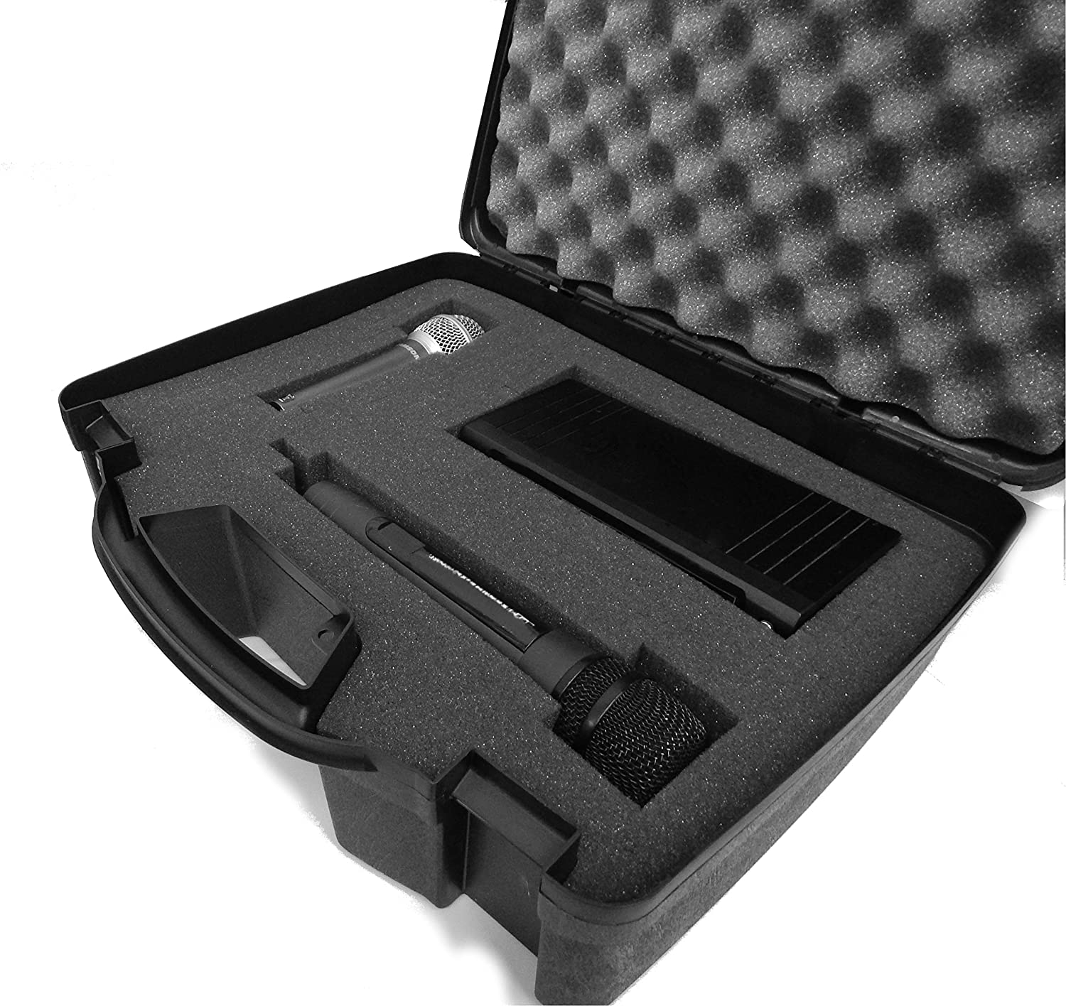 CASEMATIX Wireless Microphone System Hard Case with Customizable Foam - Fits Pyle Pro PDWM3400, PDWM3375 Premier Series UHF & Handheld Mics - Durable Protection for Studio, Live Performances & Travel