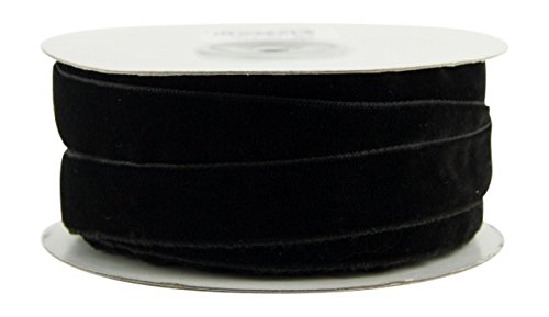 Ribbon Bazaar 5/8 Inch Black Polyester Woven Velvet Ribbon - 10 Yards Bulk Roll for Gift Wrapping, Crafts, Hair Bows & DIY Decorations