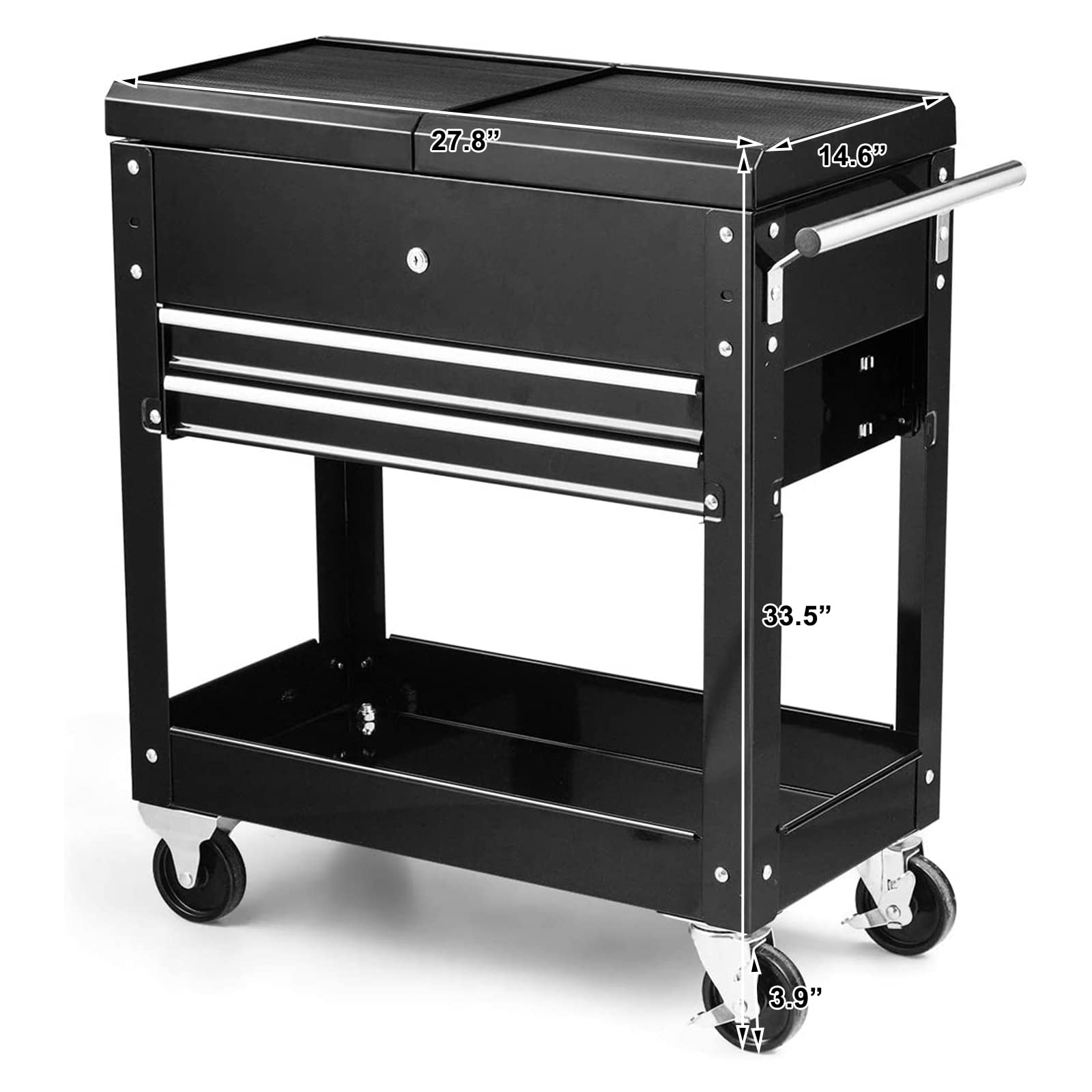 Heavy Duty 4-Tier Rolling Tool Cart with Lockable Drawers - Garage & Workshop Storage Organizer