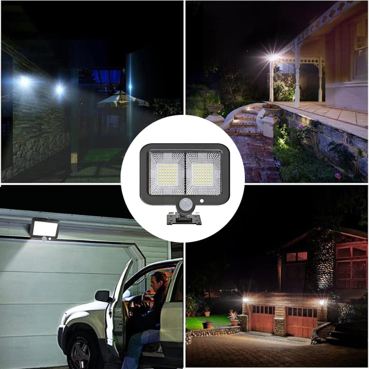 98 LED Solar Flood Lights with Motion Sensor & 16.5ft Cable - IP65 Waterproof Outdoor Security Lighting for Front Door, Backyard, Garage, Patio, Garden - Perfect for Home Security & Landscape Illumination