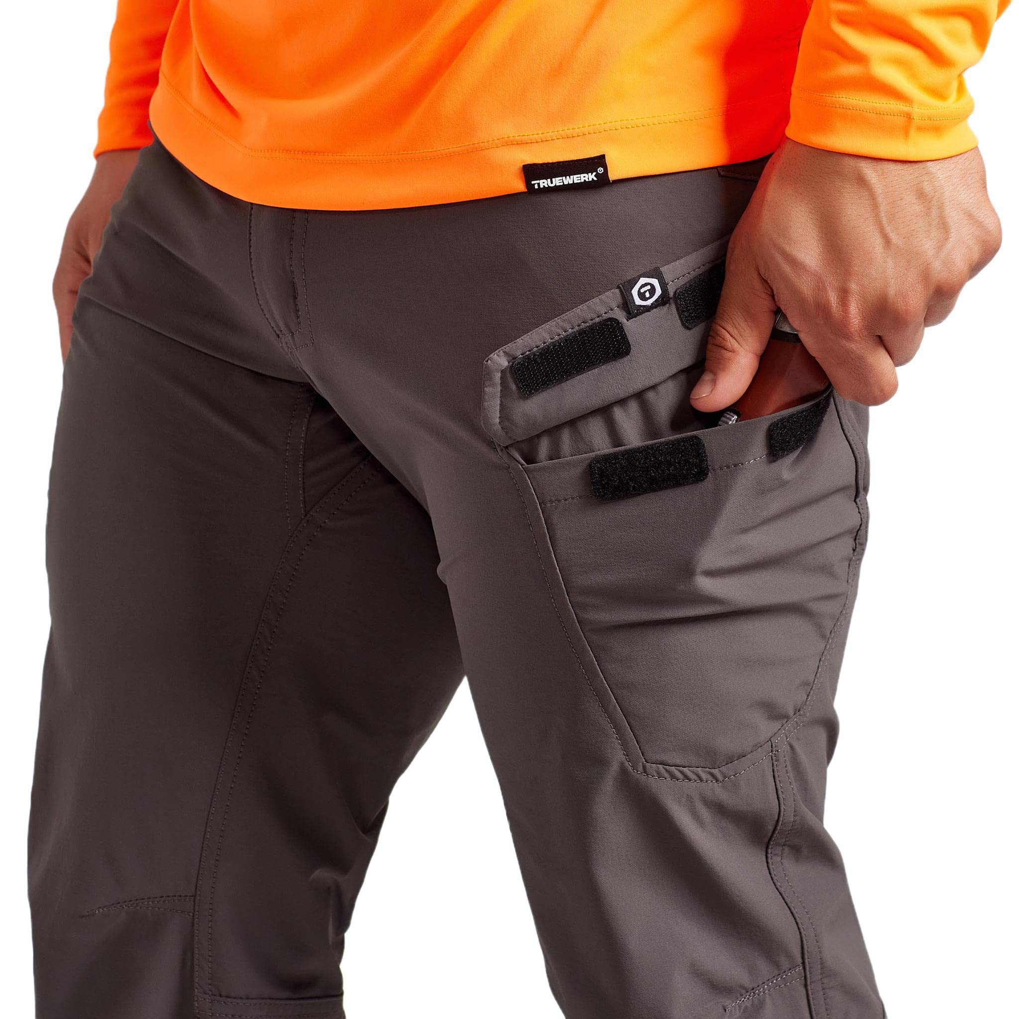 TRUEWERK Men's Work Pants - T1 WerkPants Relaxed Fit, Lightweight & Breathable Moisture Wicking Tactical Cargo Pants with 4-Way Stretch for Construction, Hiking & Outdoor Activities