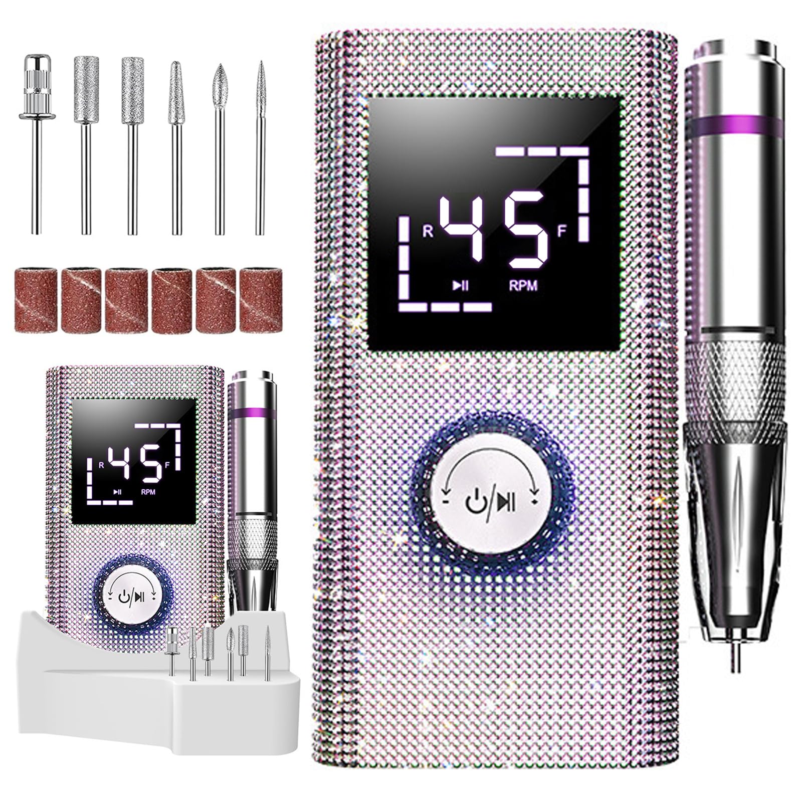 Professional Cordless Electric Nail Drill - 45000 RPM Rechargeable Diamond E-File for Acrylic & Gel Nails | Low Noise Portable Manicure Pedicure Kit | Perfect for Salon, Home & Travel Nail Care