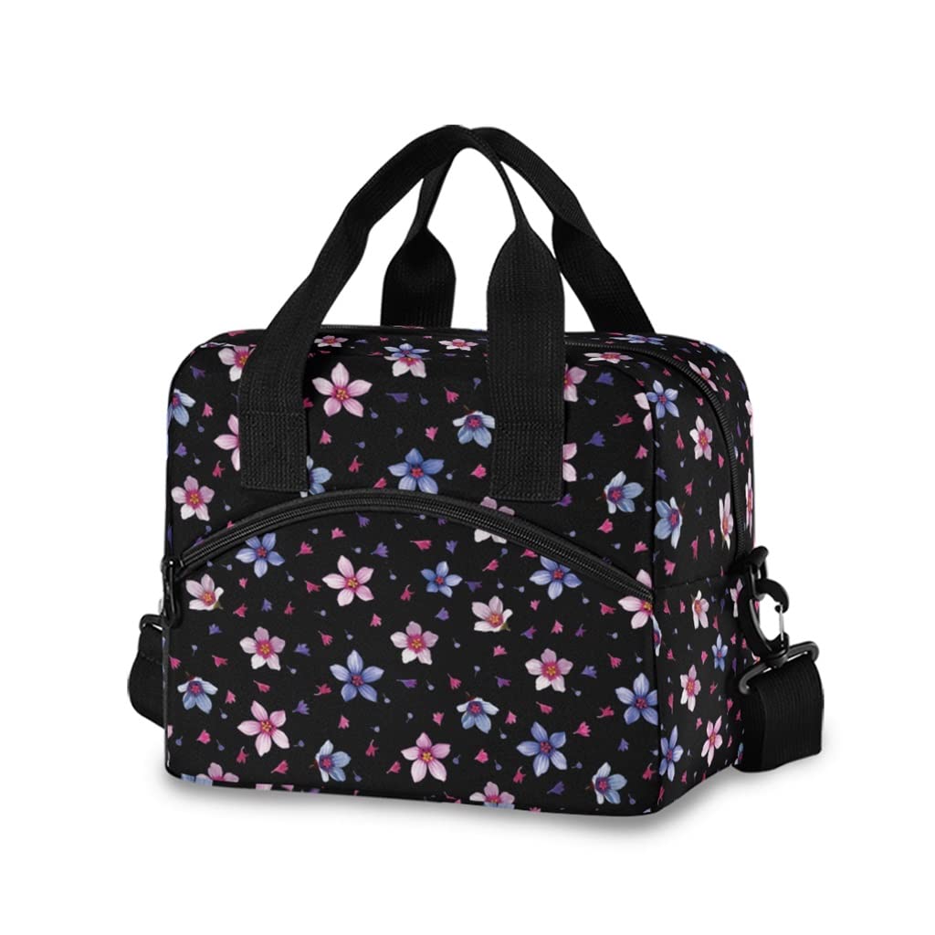 TUJAH Insulated Lunch Bag for Women - Thermal Waterproof Oxford Fabric Tote with Sunflower Print - Perfect for Work, Picnics & Outdoor Activities (29 x 18 x 24cm, Color D)