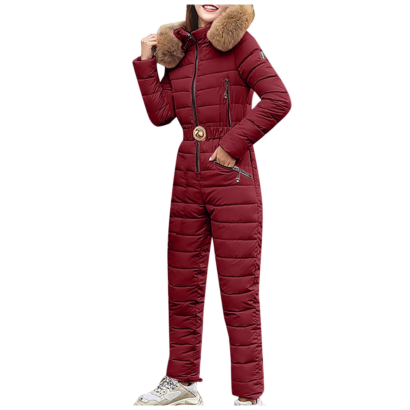 **Plus Size Women's Snow Suits & Winter Ski Jumpsuits with Hood & Fur Trim - Waterproof Thermal Skiing Clothes for Cold Weather & Outdoor Activities**    *(Perfect for Skiing, Snowboarding, Winter Hiking & Outdoor Adventures)*