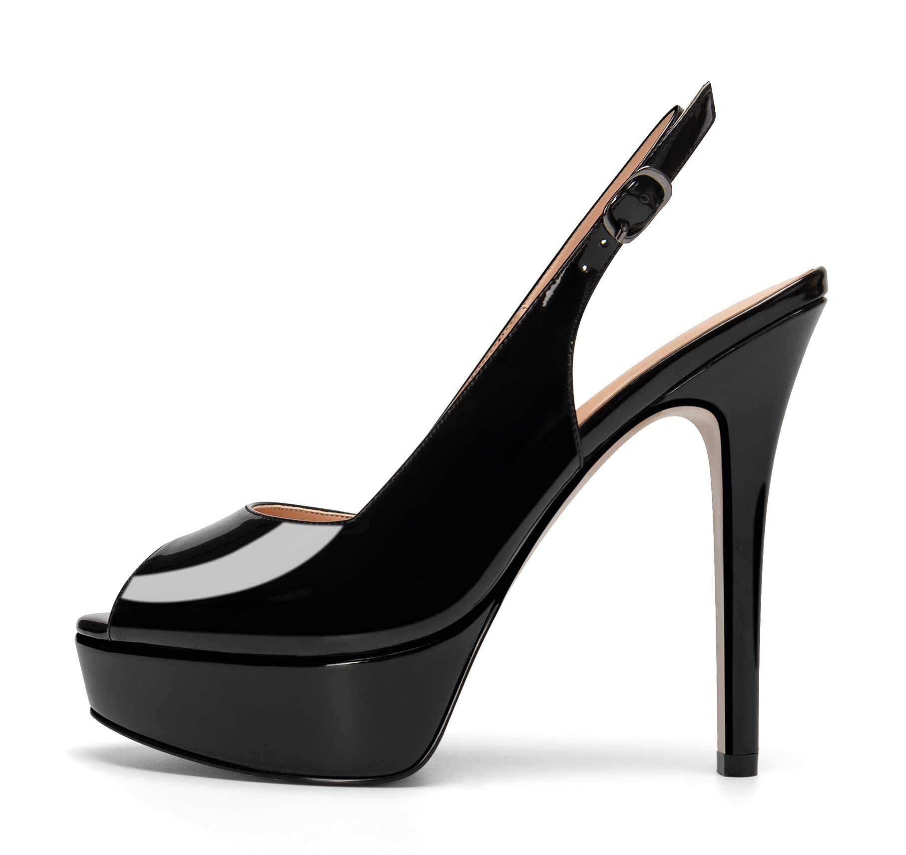 SAMMITOP Women's Platform Slingback High Heel Peep Toe Dress Pumps - Elegant Party Shoes for Weddings, Prom & Evening Events
