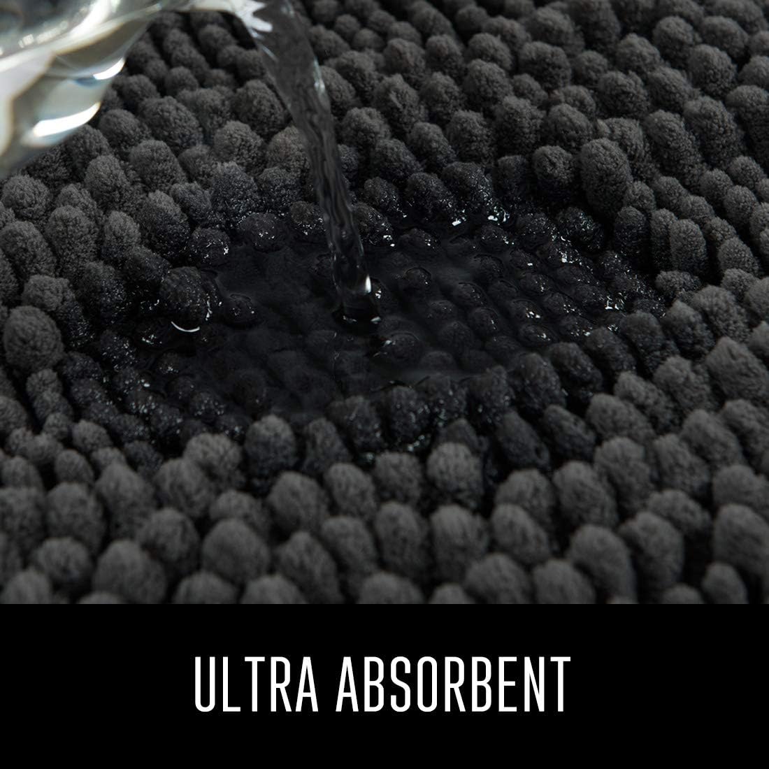 Premium Chenille Bathroom Rug - Ultra Soft & Absorbent Bath Mat, Machine Washable, Non-Slip Shower Rug for Tub & Bathroom (Grey, 27.5x47 Inches) - Perfect for Bathroom Safety & Comfort, Luxury Spa Experience at Home