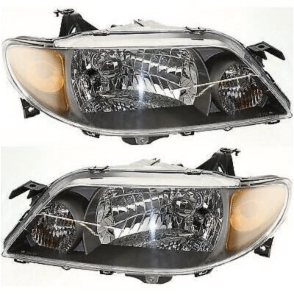 Premium Halogen Headlight Set with Metal Coat Bezel & Bulbs Pair - BL8E510L0D, MA2502120, BL8E510K0D, MA2503120 - Perfect for Car Upgrades, Night Driving & Vehicle Maintenance