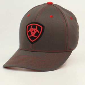 Ariat Men's Gray Logo Baseball Cap - Adjustable & Breathable for Outdoor, Hiking, and Casual Wear