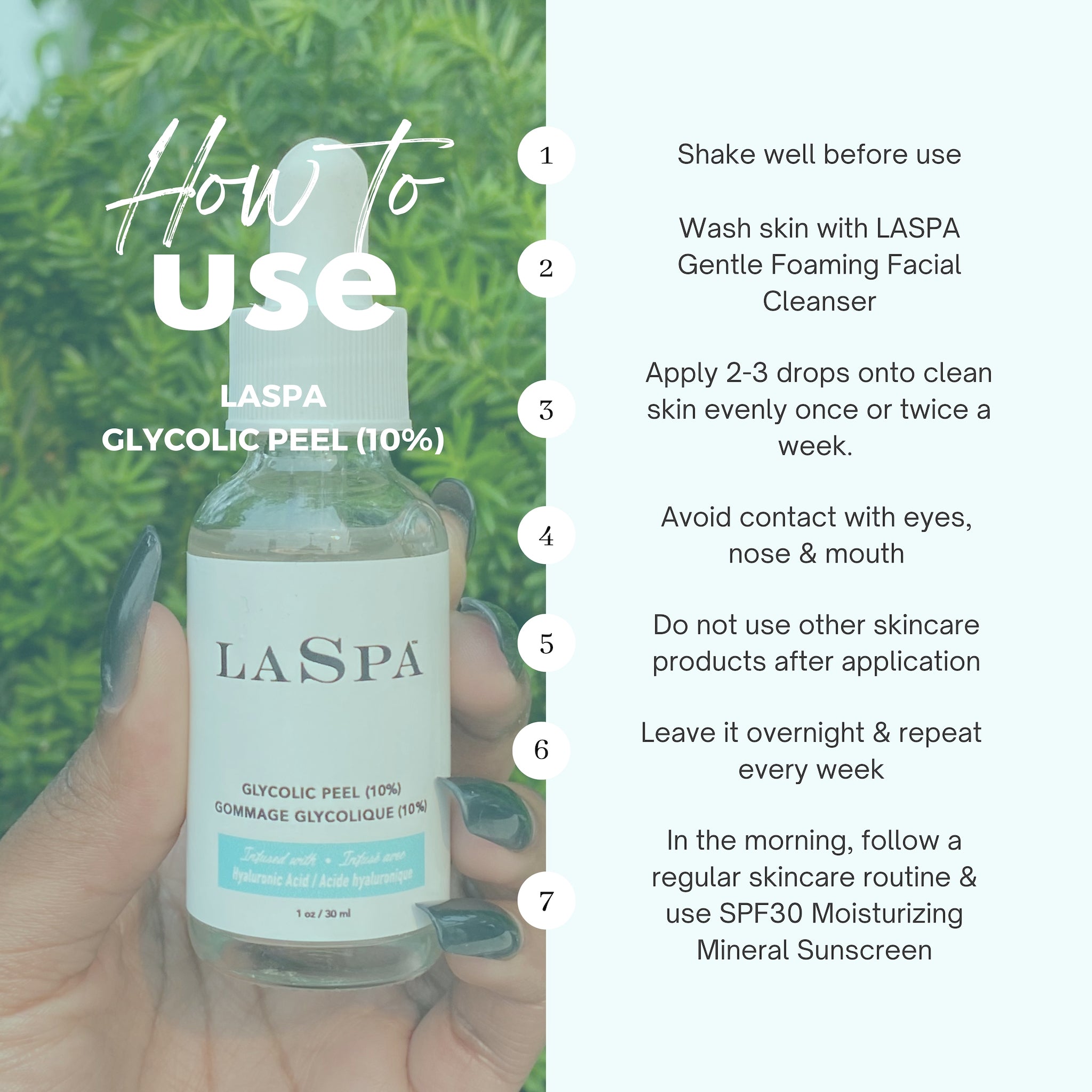 Laspa Glycolic Peel - 30% Glycolic Acid Chemical Exfoliant for Face & Body - Brightens Skin, Reduces Acne & Wrinkles - Perfect for At-Home Facial Treatments & Skincare Routine
