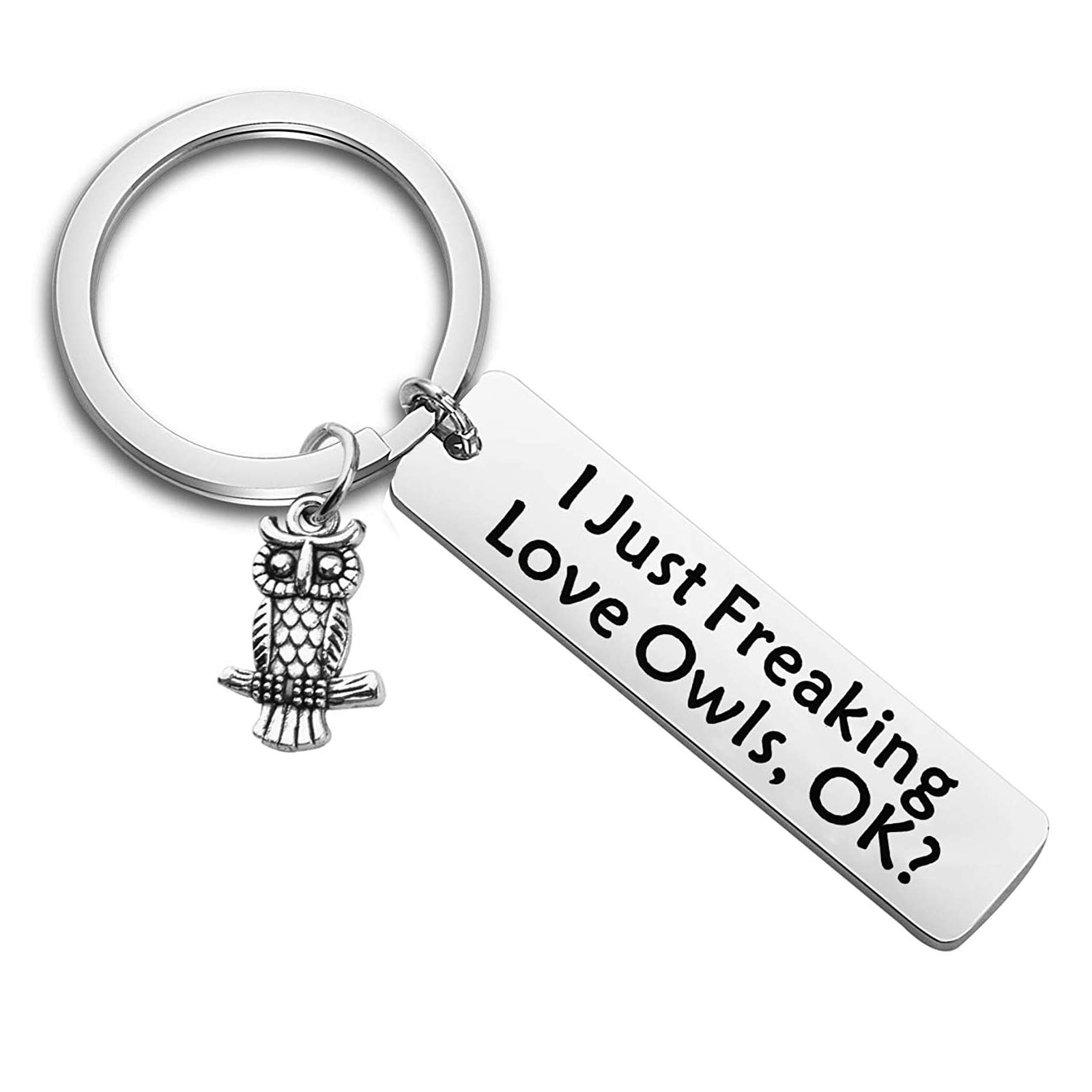 Funny Owl Keychain - Perfect Gift for Owl Lovers | 'I Just Freaking Love Owls OK' Cute Keyring | Great for Backpacks, Keys & Gifts (Owl-Themed Present for Birthdays, Christmas)