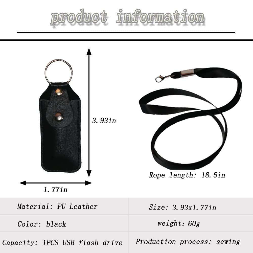 2PCS Leather Keychain USB Flash Drive 64GB/128GB/256GB, High-Speed USB 2.0 Memory Stick for Data Storage - Perfect for Office, School, Travel & Gift Giving (Black)