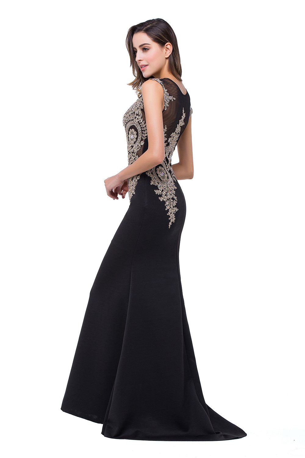 Elegant Rhinestone Long Lace Mermaid Evening Gown for Women - Perfect for Prom, Formal Dresses, Wedding Guest & Black Tie Events