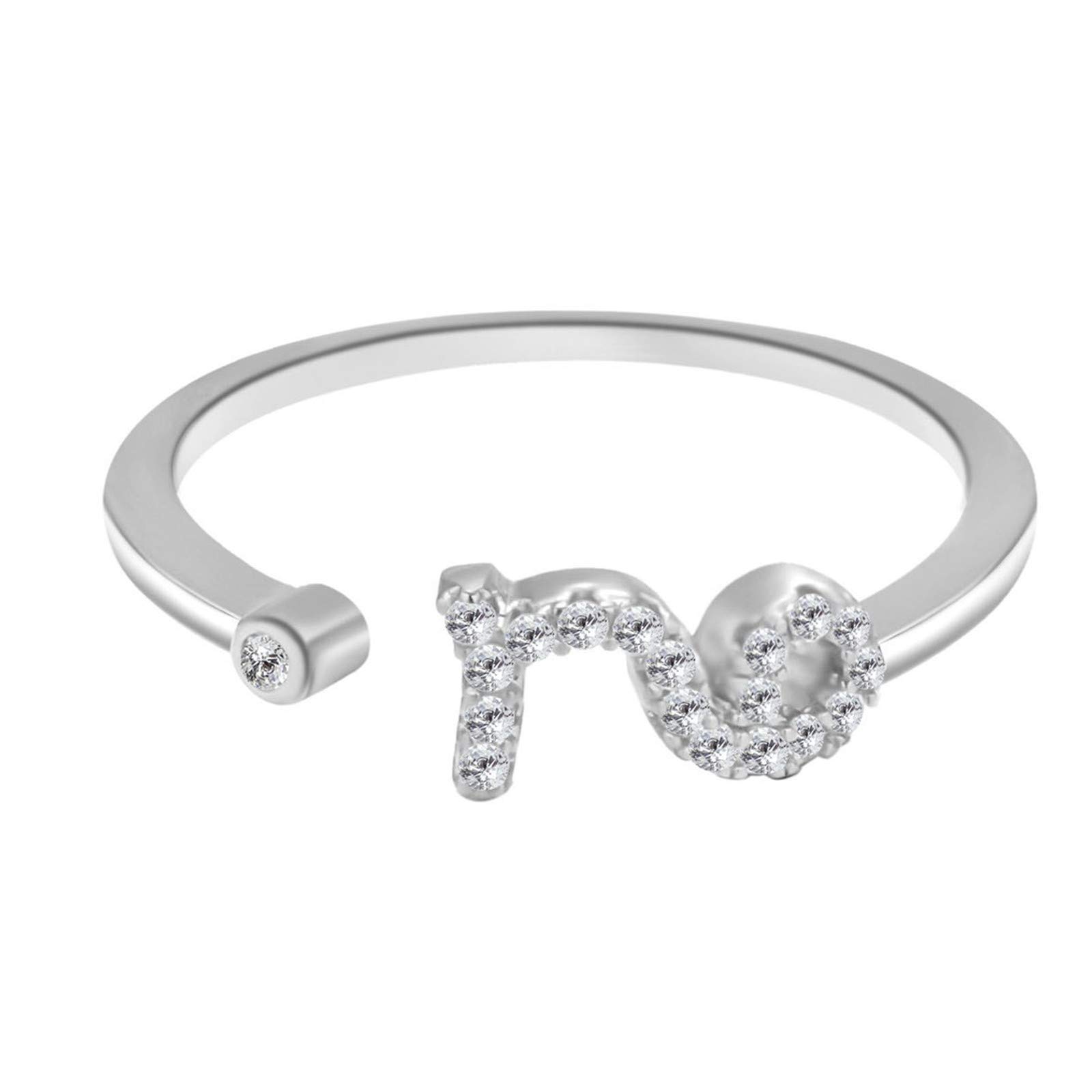 Shiusina 12 Constellations Zodiac Ring - Electroplated Rose Gold Diamond Women's Adjustable Open Ring (Size E, One Size) - Perfect for Birthdays, Gifts & Fashion Jewelry