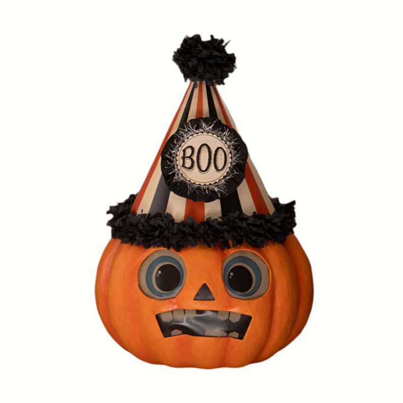 Boo Party Halloween Pumpkin Decor by Bethany Lowe Designs - Spooky Fall Home Decor for Porch, Mantel & Party Displays