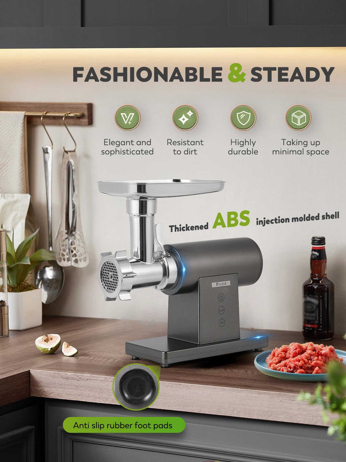 **3200W Electric Meat Grinder - Powerful Meat Mincer & Chopper with 3 Grinding Plates, 3 Sausage Stuffers, Kubbe Kit, Juicer & Cheese Grater - Perfect for Home Kitchen, Sausage Making & Food Prep**