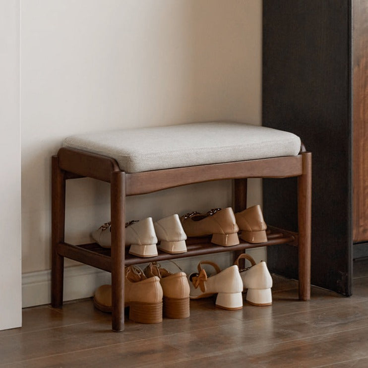Solid Black Walnut Wood Shoe Bench - Durable Entryway Stool for Shoe Changing & Home Decor | Perfect for Hallway, Bedroom & Mudroom Organization