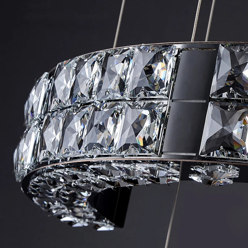 Stylish Aysha Black Crystal Chandelier for High Ceiling Entryway - Elegant Lighting Fixture for Foyer, Grand Hall & Luxury Home Decor