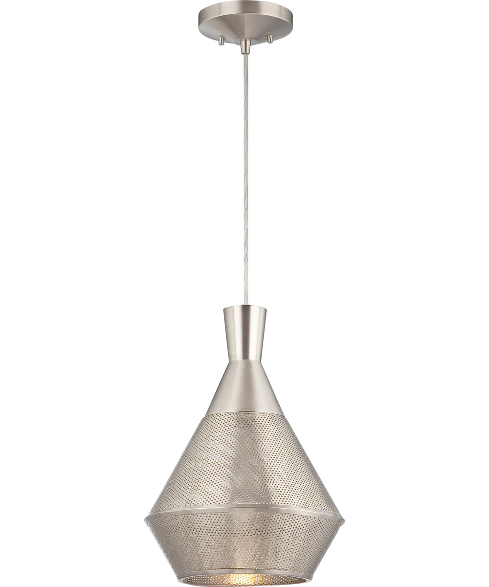 11W Jake Single Light Pendant in Satin Steel - Modern Hanging Fixture for Kitchen Island, Dining Room, or Entryway Lighting