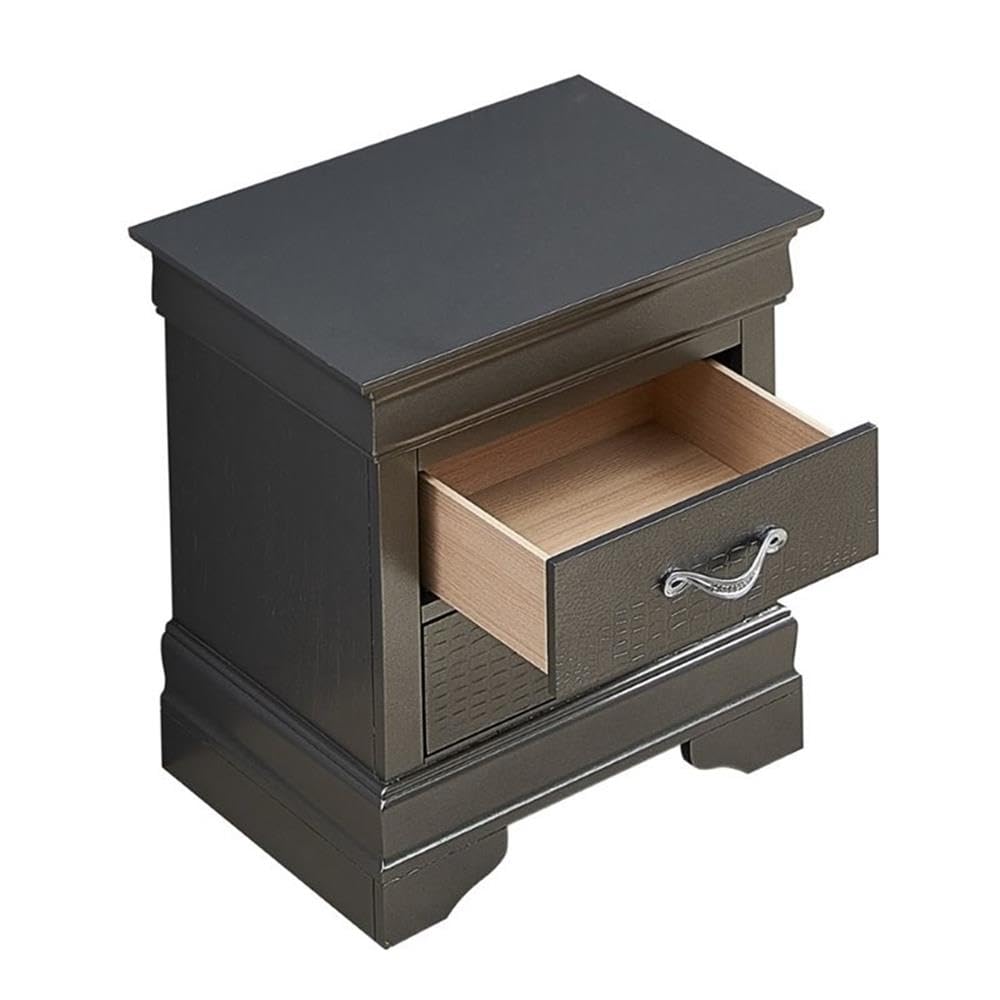 Lorana 2-Drawer Nightstand in Charcoal - Modern Bedside Table with Storage for Bedroom, Living Room & Office - Solid Wood Night Stand with Smooth Gliding Drawers