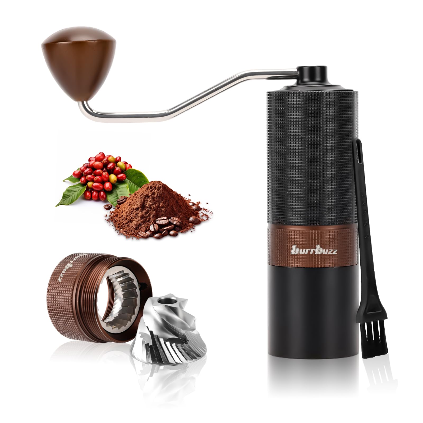 Premium Manual Coffee Grinder - Adjustable Stainless Steel Conical Burr for Espresso, Pour Over & Cold Brew | Portable Hand Mill with Easy Cleaning | Perfect Travel & Home Use (Black)