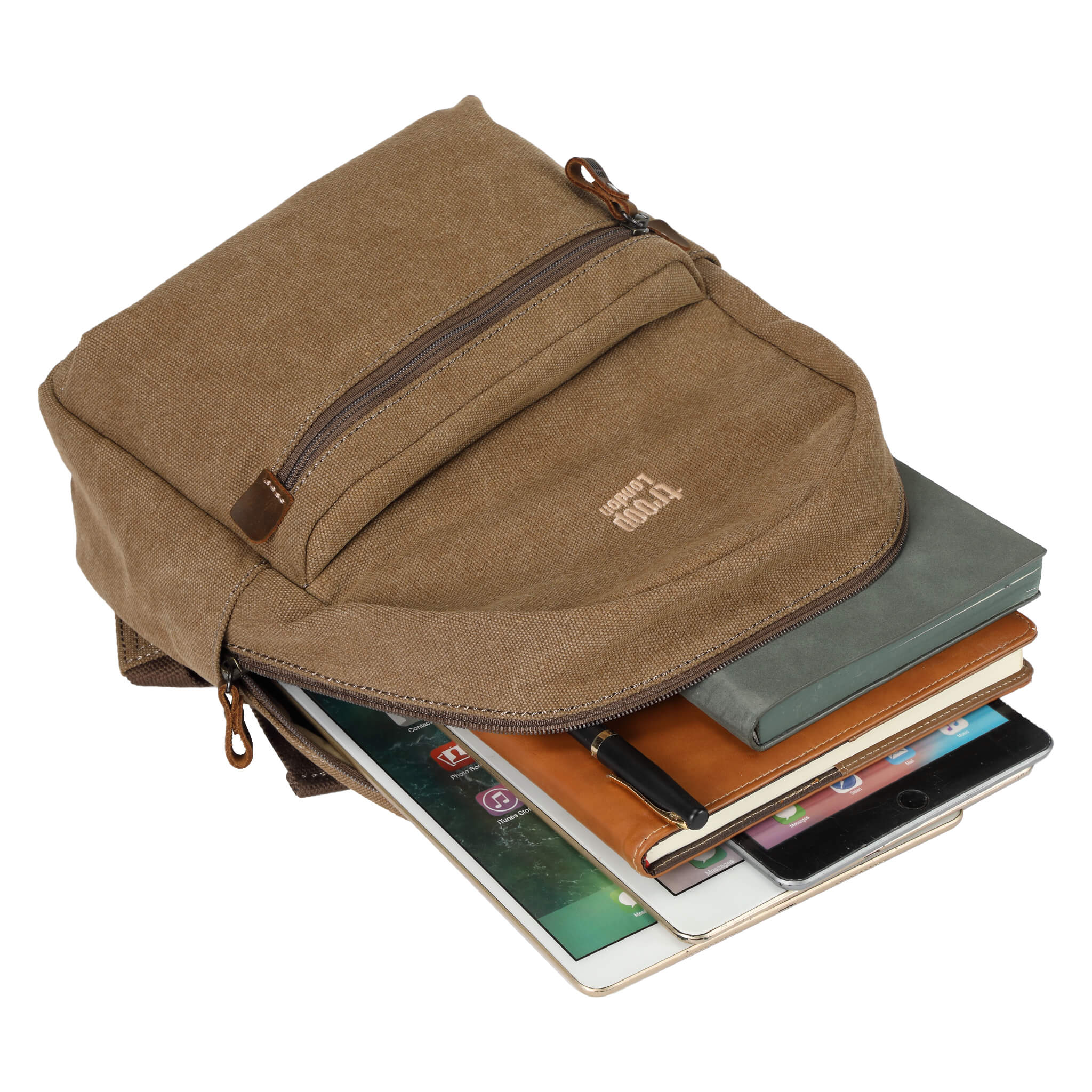 TRP0552 Troop London Classic Canvas Backpack - Small Durable School & Travel Daypack for Men & Women - Perfect for College, Commuting & Outdoor Adventures