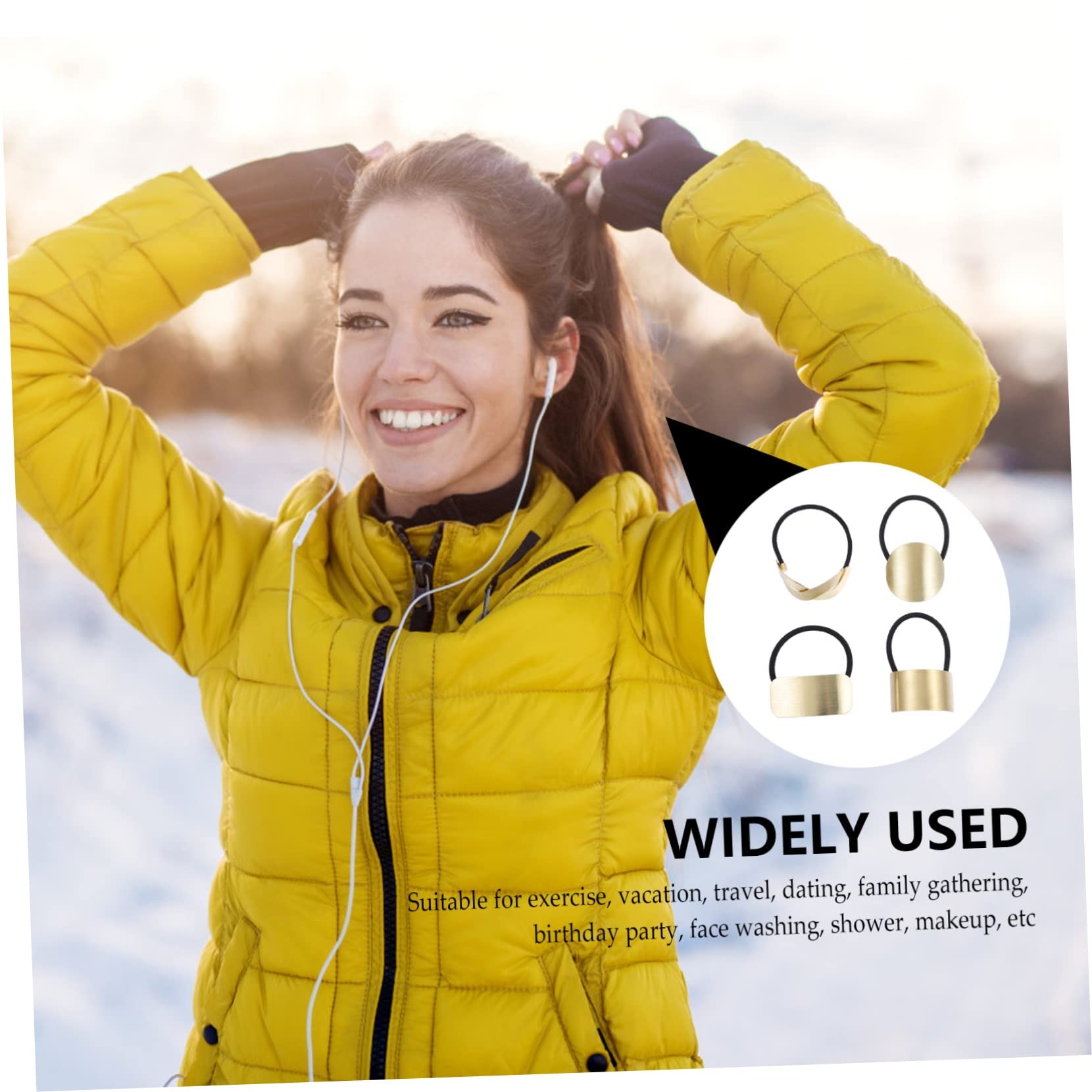 OSALADI 4pcs Metal Hair Bands - Women's Hair Rings & Ponytail Holders for Party & Daily Use