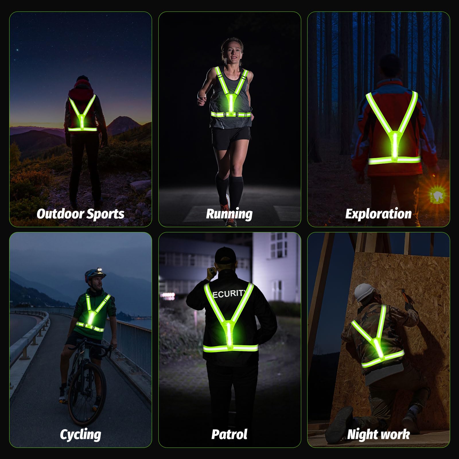 LED Reflective Running Vest with 3 Light Modes - High Visibility Safety Vest for Night Running, Cycling & Outdoor Activities - Waterproof & Adjustable for Men & Women