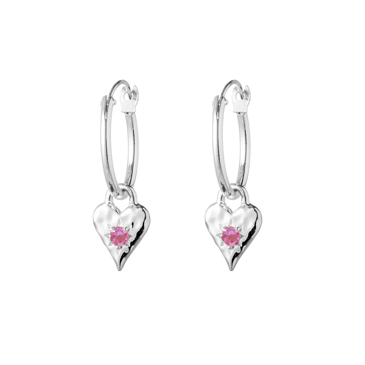 Pink Tourmaline Heart Hoop Earrings for Women - Elegant Valentine's Day Gift & Everyday Jewelry for Date Night, Wedding, or Special Occasions