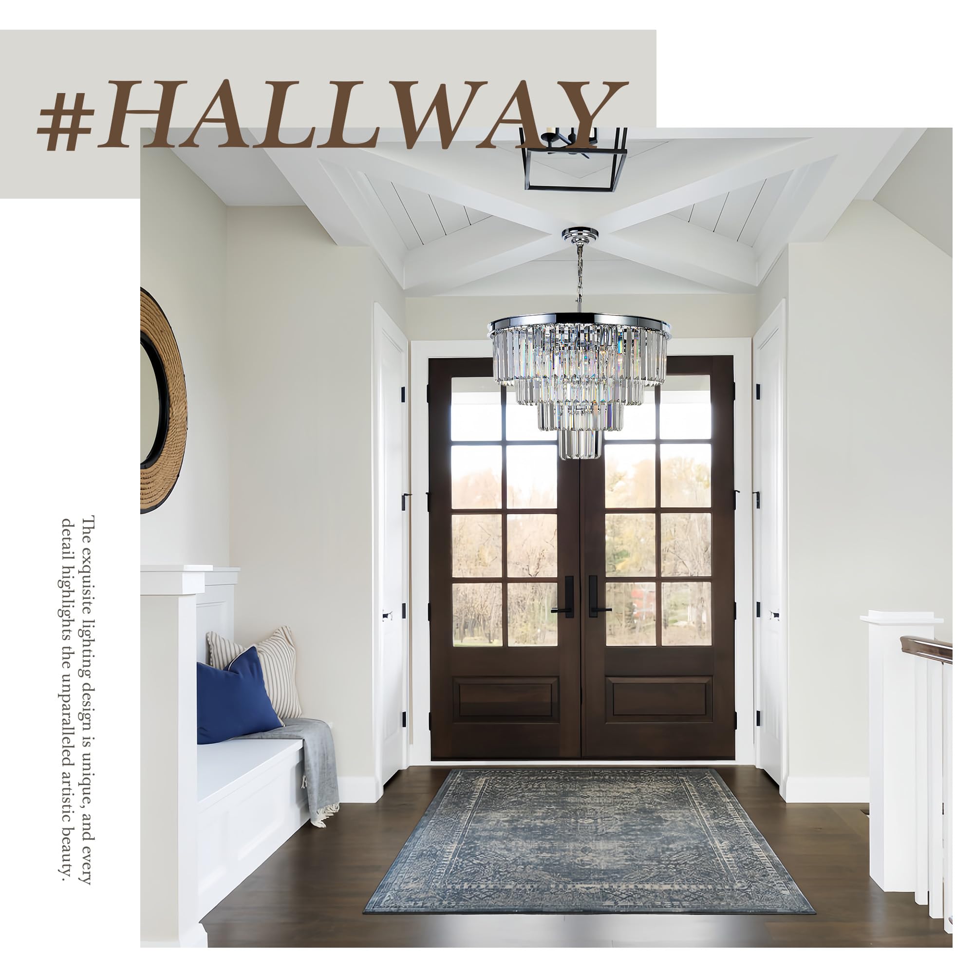 Modern Chrome Crystal 4-Tier Chandelier Pendant Light - 9 Lights, 23.6