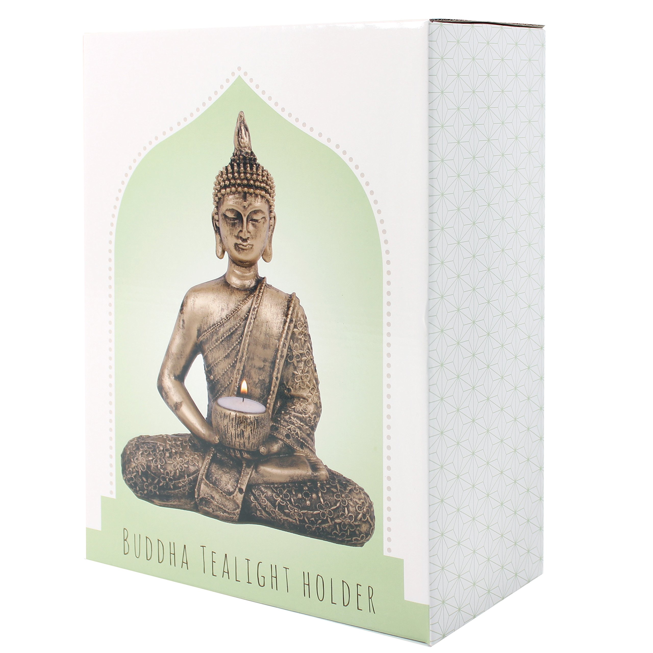 Large Thai Buddha Tealight Holder - Gold & Bronze Finish for Home Decor, Meditation, and Spiritual Ambiance