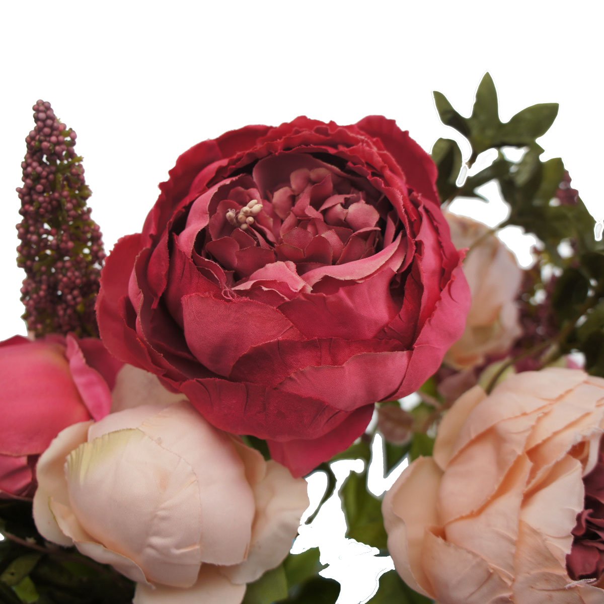 Silk Peony Bouquet - Artificial Floral Arrangement for Home Decor in Rosy Pink | Perfect for Wedding Centerpieces, Living Room Decor & Gift Giving