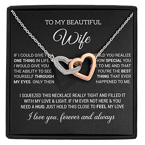 Badass Wife Necklace - Crown Love Knot Pendant Jewelry Gift for Wife from Husband - Valentine's Day, Anniversary, Birthday Present with Message Card & Gift Box - Perfect for Romantic Occasions & Surprise Gifts