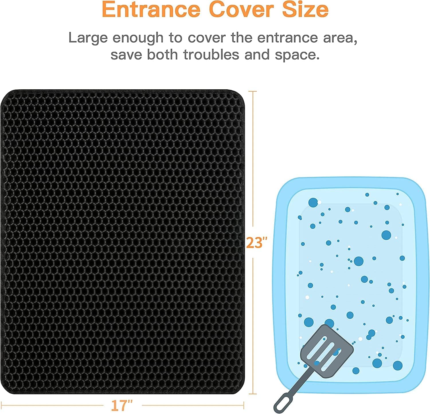 Premium Cat Litter Mat with Honeycomb Double Layer Design - Waterproof & Urine Proof Litter Trapping Mat for Scatter Control - Washable & Easy Clean for Less Waste - Perfect for Multi-Cat Homes & Small Spaces