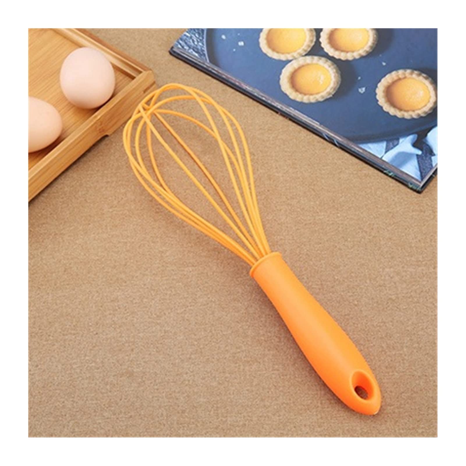 Silicone Balloon Whisk - Hand Egg Mixer, Milk Cream Frother, Kitchen Utensil for Blending, Stirring & Egg Separating - Perfect for Baking, Cooking & Whipping Cream (Orange)