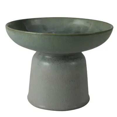 Sage Ceramic Pedestal Bowl - Elegant Decorative Serving Bowl for Fruits, Nuts & Home Decor | Perfect for Dining Table Centerpiece, Kitchen Countertop & Gift Giving