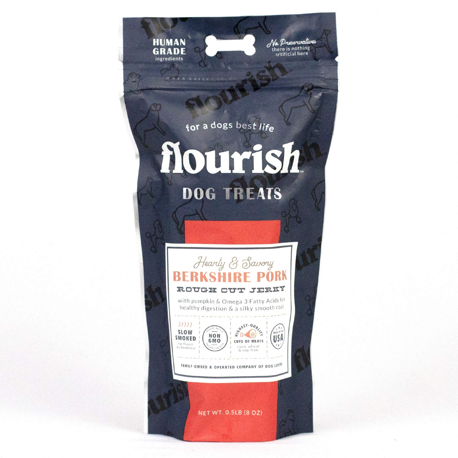 Healthy Berkshire Pork Jerky Dog Treats for Training - Rough-Cut Natural Chews (0.5lb) | Perfect for Obedience Training & Reward-Based Learning